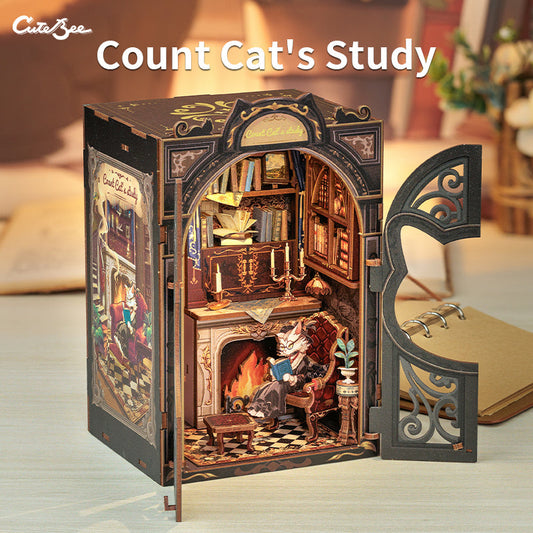 Book Nook Count Cat's Study - DIY projekt for katteelskere