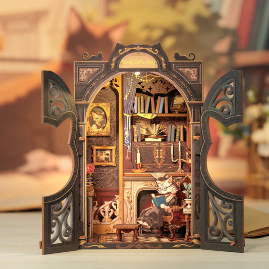 Book Nook Count Cat's Study - DIY projekt for katteelskere