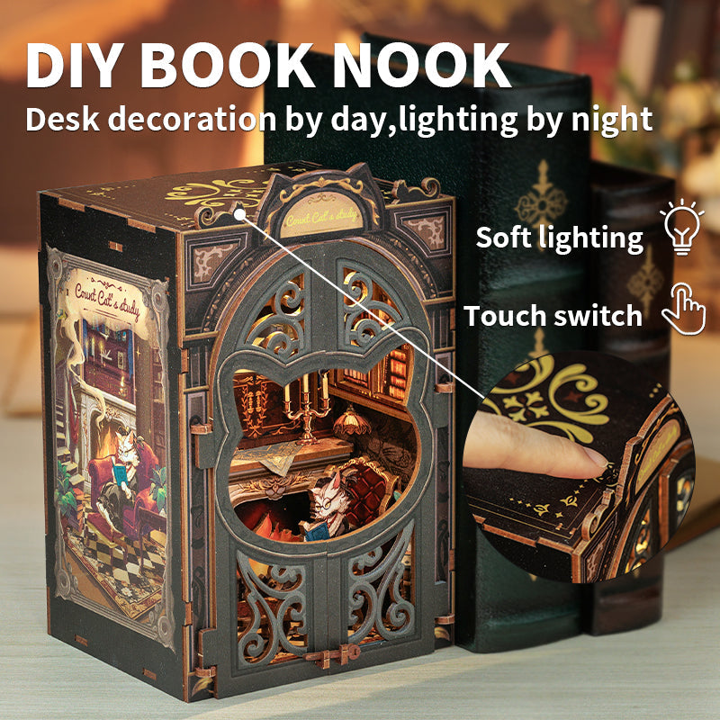Book Nook Count Cat's Study - DIY projekt for katteelskere