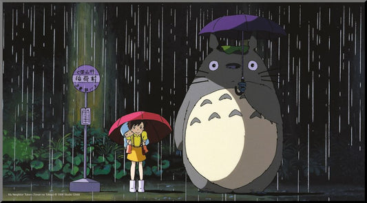 Totoro - Bus stop - Print på træ plakat