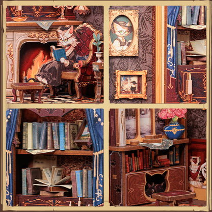 Book Nook Count Cat's Study - DIY projekt for katteelskere