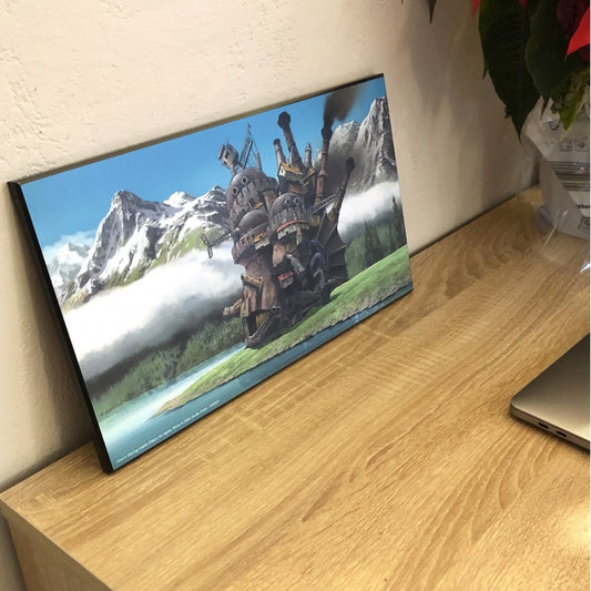 Det levende slot - Slottet ved søbred. - Print på træ plakat