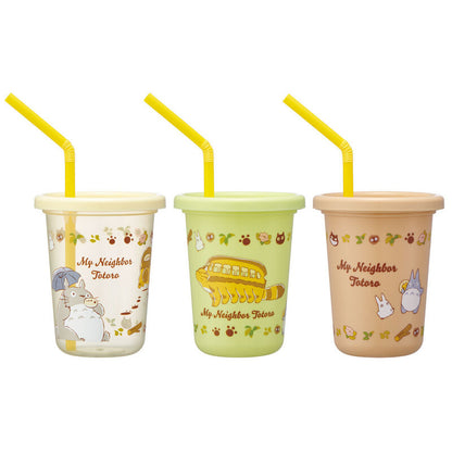 Totoro - Totoro og katbus sæt af 3 Tumbler Glas med sugerør