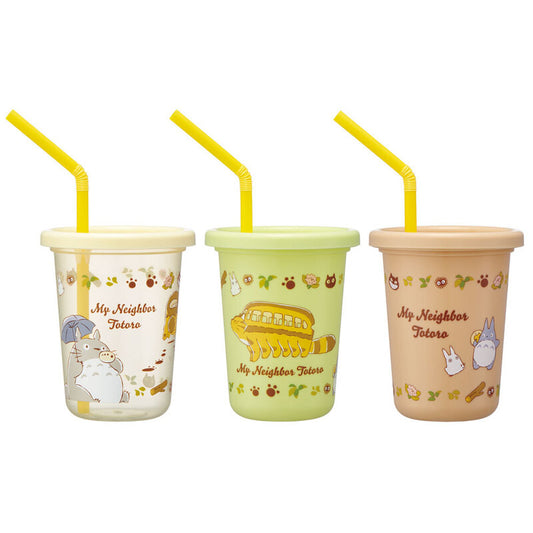 Totoro - Totoro og katbus sæt af 3 Tumbler Glas med sugerør